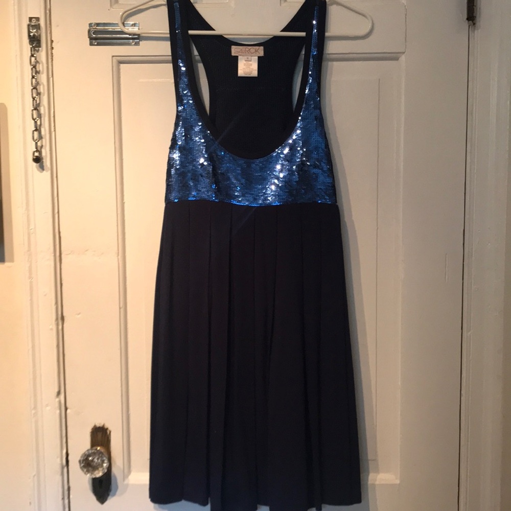 LaRok navy racer back dress with sequins M